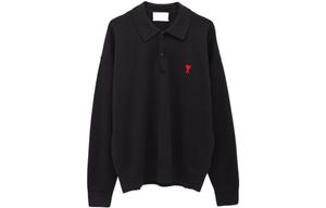 Ами Пари Лого Вязаный Поло AMIPARIS, Черный