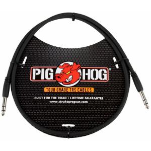 Инструментальный кабель Pig Hog, от 1/4 дюйма TRS до 1/4 дюйма TRS, 3 фута.