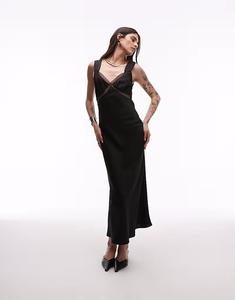 Платье мидакси из атласа Nia Rosario черного цвета