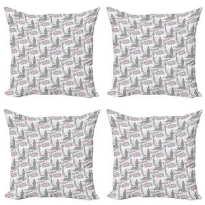 ABAKUHAUS London Набор чехлов для подушек (4 предмета), знаменитый эскиз Биг-Бена, современная двусторонняя цифровая печать, 60 см x 60 см, многоцветный