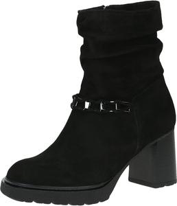 Женские ботильоны на шнуровке с каблуком Caprice, Black (Black Suede)