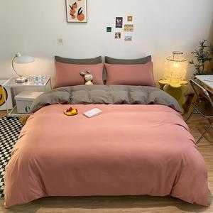 LUOLAI HOME Комплект постельного белья, 150 см, 4 предмета, красная фасоль + светло-серый