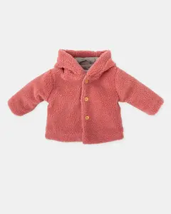 Детская куртка с капюшоном из шерсти ягненка с лепестковым капюшоном Tutto Piccolo, розовый
