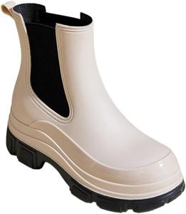 Женские резиновые сапоги - толстая подошва для увеличения роста, противоскользящие резиновые подошвы, модный стиль Fusecottc, Khaki