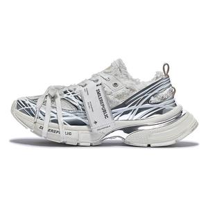 Низкие, массивные, амортизирующие, дышащие, закрывающие, увеличивающие рост кроссовки унисекс SMILEREPUBLIC, Silver White