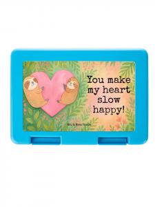 Mr. & Mrs. Panda Дизайн бенто-бокса в виде сердца с изображением ленивца и надписью белого цвета