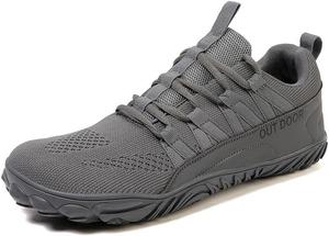 Мужские походные кроссовки для ходьбы, дышащие вязаные кроссовки для трейлового бега, велоспорта и повседневной носки, с противоскользящей подошвой и поддержкой свода стопы - легкие спортивные кроссовки для мужчин Qacksv, серый