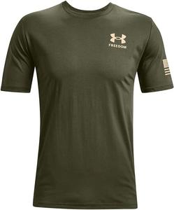 Новая мужская футболка Under Armour с флагом свободы, Marine Od Green (390)/Desert Sand