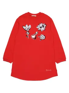 Платье-толстовка с вышивкой пайетками Marni Kids, красный