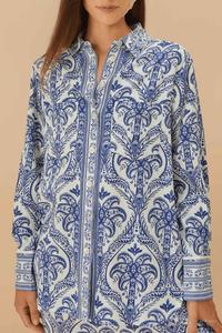 Тропический Камео Пижамная Рубашка в Цвете Айвори FARM Rio, белый