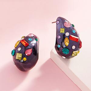 Серьги-капли с паве из нескольких камней - угольно-черные Fashnzfab, угольно-черный