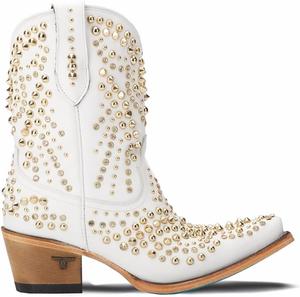 Ботильоны Lane Womens Dolly с открытым носком и заклепками, повседневные, на среднем каблуке 2-3 см, белые