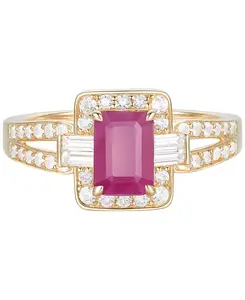 Кольцо-Гало с рубином (1 карат) и бриллиантом (3/8 карата) из 10-каратного золота Macy'S, ruby