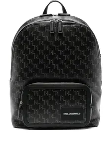 Рюкзак с монограммой и логотипом KARL LAGERFELD, черный