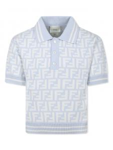 Рубашка поло с логотипом FF Fendi Kids, синий