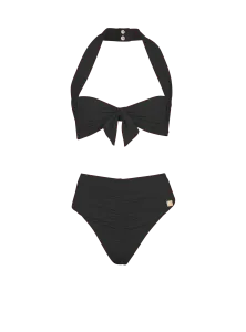 Однотонный раздельный купальник Balmain, черный/красный