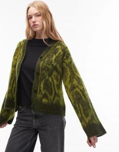 Вязаный кардиган ASOS DESIGN свободного кроя с анималистичным принтом