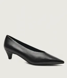 Кожаные туфли-лодочки на широком каблуке Marc Cain, черный