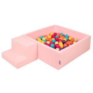 KiddyMoon Пенная площадка PPZP-KW30D-122 с шариками розовый: светло-зеленый-желтый-бирюзовый-оранжево-темный розово-фиолетовый бассейн 200/ступенька
