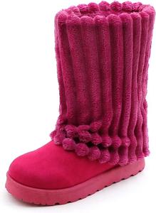 Женские замшевые ботильоны на платформе, с утеплителем из меха, до колена, зимние, с противоскользящей подошвой, с манжетой EXEBLUE, Fuchsia