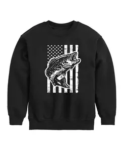 Флисовая футболка с принтом в виде рыбы и флага Америки для мальчиков Big Boys Hybrid, черный