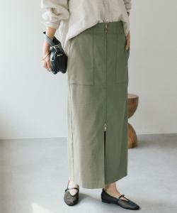 Моющаяся/Многофункциональная Узкая юбка на молнии спереди Rive Droite, цвет Khaki