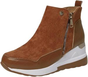 Женская модная повседневная обувь на каблуке с боковой молнией, большого размера, подходит для повседневной носки или сезонов осень/зима SPKFHD, Brown