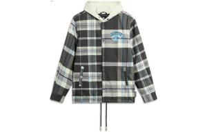 Куртка пуховая LiNing Badfive мужская серо-зеленая клетчатая