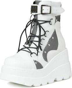 Ботинки DINTAHA Goth с платформой, боевые ботинки, ботинки на высоком каблуке с платформой, ботинки до щиколотки, готические ботинки, White