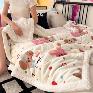 Disney Плед трехслойный утолщенный 150х200 см, молочный велюр, цвет Candy House