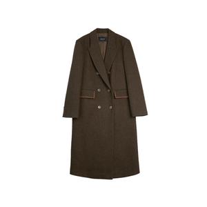ELLE Пальто женское Coffee с лацканами, умеренно прямое