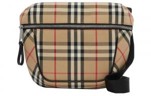 Burberry Винтажная клетчатая сумка через плечо из связанного хлопка бежевая