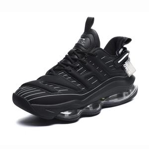 N·HOT Высокие дышащие нескользящие кеды с воздушной подушкой унисекс A366 черные кожаные, цвет A366 Black (Leather Upper Mid-Top)