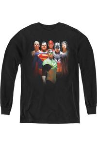 Футболка с длинным рукавом "Розыск Лиги Справедливости Америки" для детей Gildan, черный