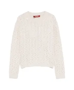 Бежевый свитер крупной вязки с декоративными деталями. Max Mara Studio, бежевый