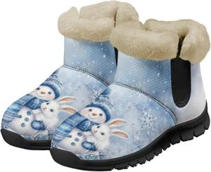 Tomeusey Женские зимние сапоги с меховой подкладкой, удобные и теплые, с противоскользящей подошвой, легкие ботильоны для прогулок на свежем воздухе, зимние ботинки с черной подошвой