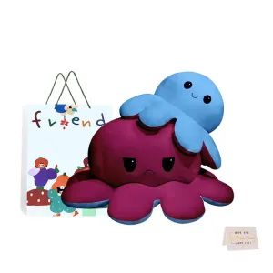 Двусторонняя реверсивная плюшевая игрушка маленький осьминог с меняющейся мордочкой 20см/30см/40см/90см высота Whoops