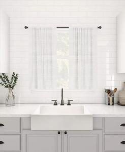 Пара пыленепроницаемых прозрачных штор для кафе с текстурированной полоской, 52 x 36 дюймов Clean Window, белый