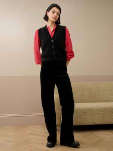 Вязаный жилет с V-образным вырезом из смесовой шерсти альпака и мериноса Brora, Black