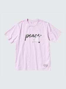 Футболка с рисунком "мир всем" муми-тролль Uniqlo, цвет 10 розовый