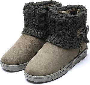 Женские вязаные шерстяные ботильоны King Ma на плоской подошве, зимние теплые снежные ботинки, Green