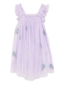Платье без рукавов с цветочной вышивкой Stella Mccartney Kids, фиолетовый