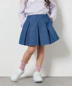 Джинсовая юбка с бисером и складками Avv, цвет Blue