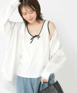 Хлопковая майка с U-образным вырезом и ленточной отделкой, производство США Studio Clip, цвет White X Black 10