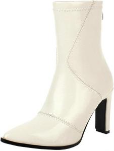 Женские ботильоны LUXMAX из лакированной кожи на высоком широком каблуке с короткой посадкой и молнией, Beige