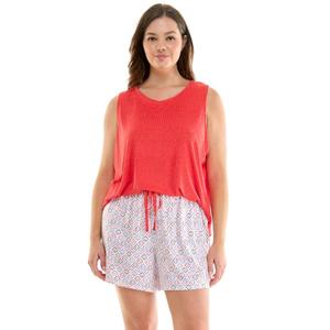 Роскошный комплект из пижамной майки и пижамных шорт больших размеров Croft & Barrow, цвет lava conca star