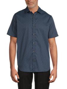 Рубашка из хлопковой смеси с логотипом по всей поверхности и пуговицами спереди Karl Lagerfeld Paris, темно-синий