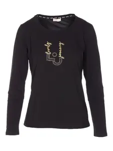 Топ с длинными рукавами, украшенный стразами LIU JO, коричневый