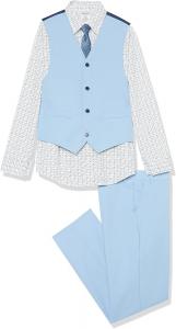 Костюм для мальчиков Calvin Klein из 4 предметов: жилет, брюки, рубашка с воротником и галстук, Bel Air Blue Performance