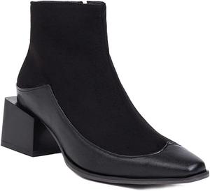 Женские классические ботильоны VOKLIN с квадратным носком в стиле вестерн, боковой молнией, массивным каблуком средней высоты, Black-Velvet Lined